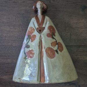 Japanese Geisha Ceramic Figurine with Orange Poppies.